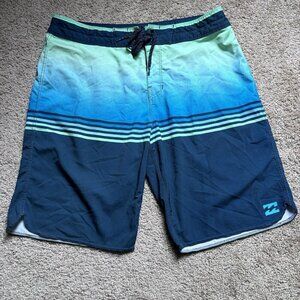 RARE Color Billabong Platinum X 50 Surf Board‎ Shorts Sz 33 Multicolor Blue Teal